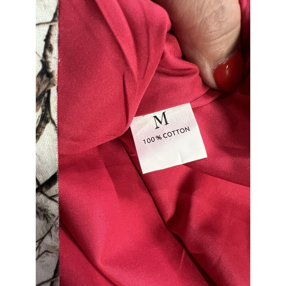 Pink Cotton Babydoll Mini Dress Puff Sleeves Tie Front Sz M Y2K - Picture 4 of 6